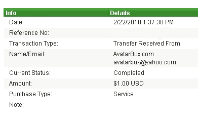 Вторая выплата с Avatarbux.com